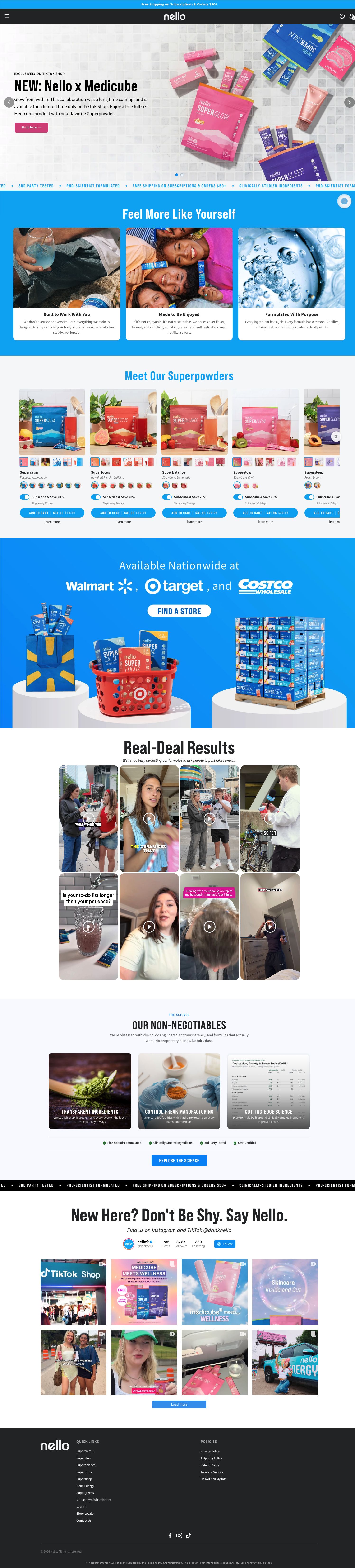 Drink Nello scrolling homepage preview
