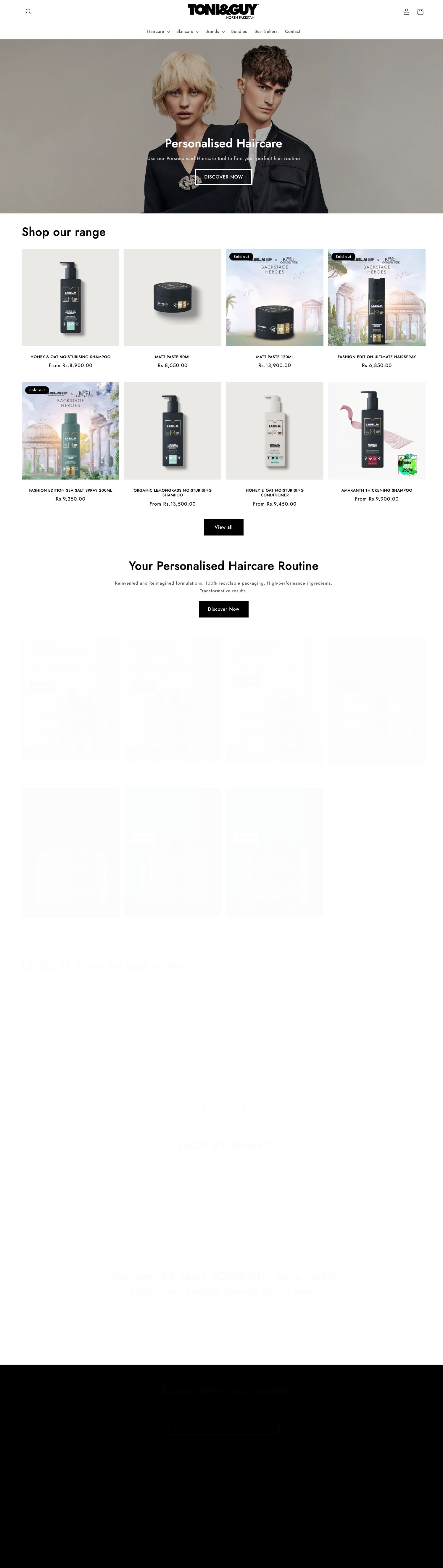 TONI&GUY Pakistan scrolling homepage preview